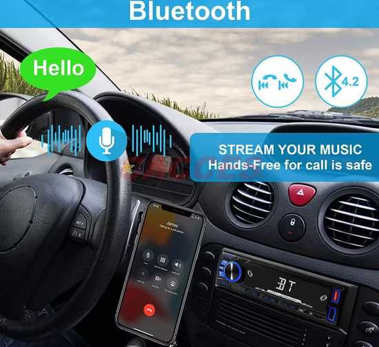 Авторадио CACCES Bluetooth–MP3 плеър, APP контрол, USB бързо зареждане