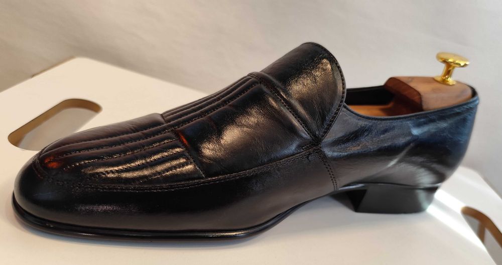Pantofi loafer penny 44 de lux HUMANIC NOI lucrati manual piele naturala negru