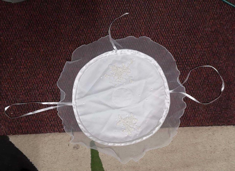 Rochiță, rochie mireasă albă măr. M + voal + bonus