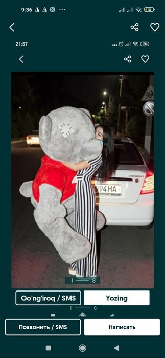 Teddi Tediy bear ayiqchalar (30sm 3metr)