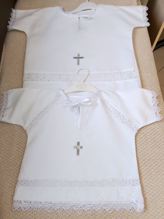 Новые крестильные рубашки для мальчиков и девочек.