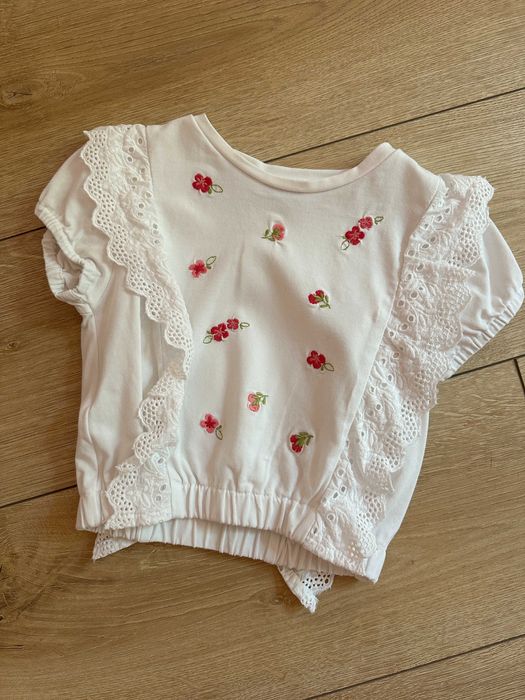 Детска тениска с къдрички и бродирани цветчета, Mayoral, 104см