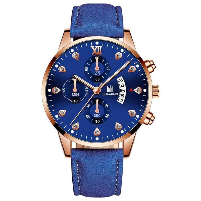 Часы муж. нов., с календарём и искусственными бриллиантами, изящные!?!