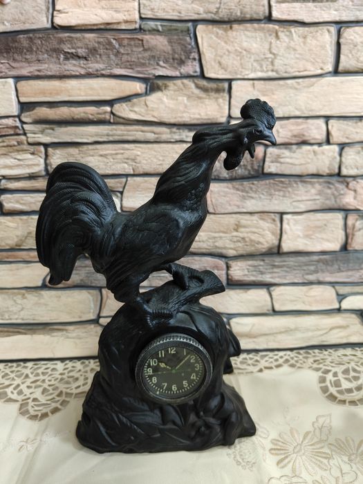 Чугунные настольные часы "Петух"