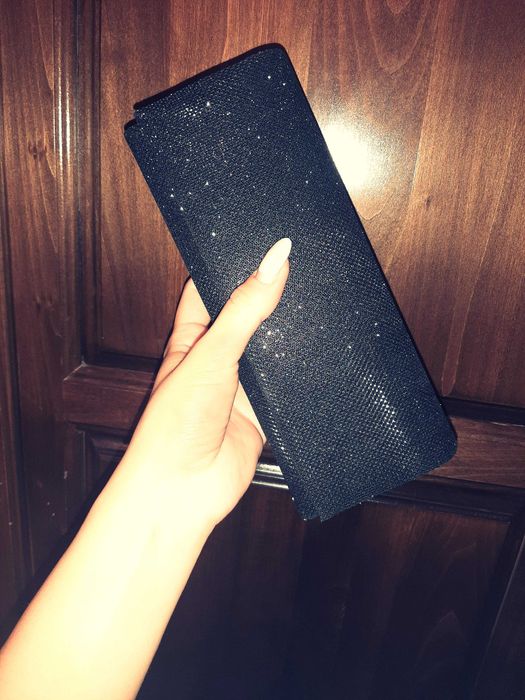 Официална дамска чанта с черен брукат