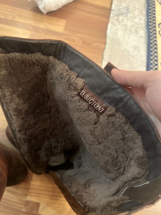 Кожаные сапоги зимние