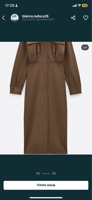 Rochie zara midi lunga maro marime m