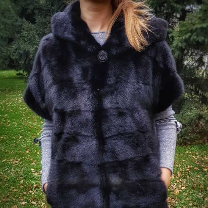 Haină blană naturală de nurcă , vizon Black