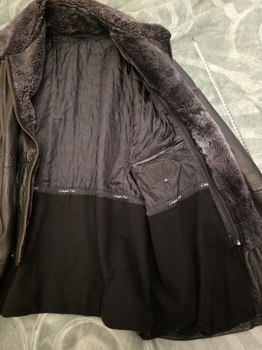 Geaca piele oaie - sheep skin- guler blana XXL