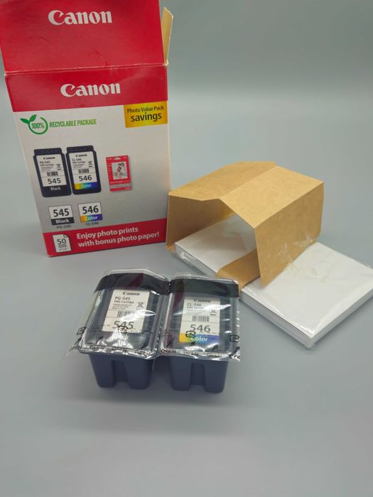 Оригинален комплект мастилени касети Canon PG-545 CL-546 с фото хартия