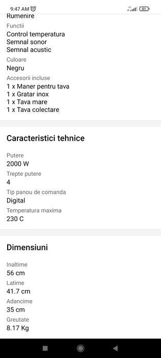 Cuptor electric Samus 2000W