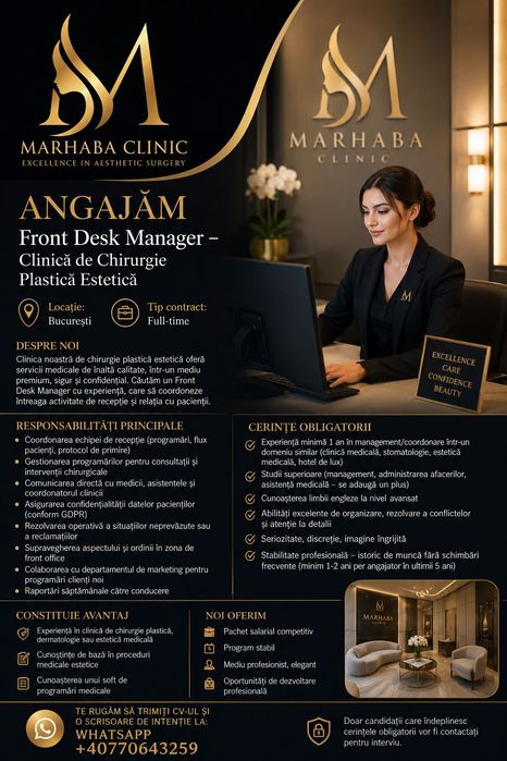 Front Desk Manager Marhaba Clinic