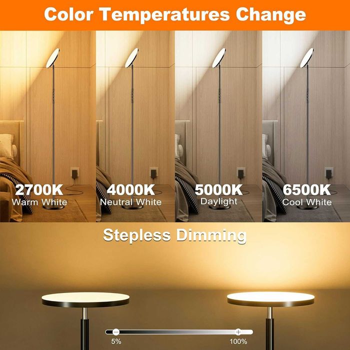 Супер ярка подова лампа безстепенна димируема LED ЛЕД дистанционно