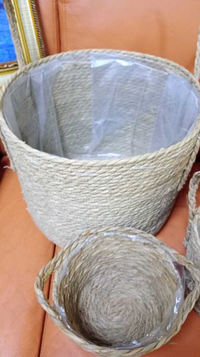 плетеные джутовые кашпо