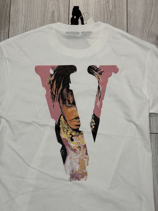 Vlone x Juice WRLD white tee print față/spate – mărimea M