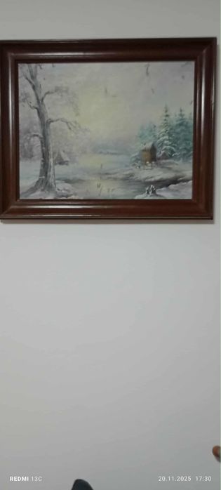 Tablou pictat -peisaj de iarna