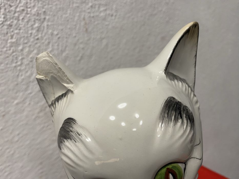 Италианска порцеланова котка с цветя  60 см