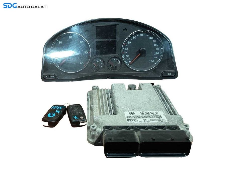 Kit Pornire ECU Calculator Motor Ceas Ceasuri Bord Chei Cheie CIP Imobilizator Volkswagen Golf 5 Plus 1.9 TDI BKC 2004 - 2008 Cod 03G906016DF 0281011901 [LS0425] [LS0426]