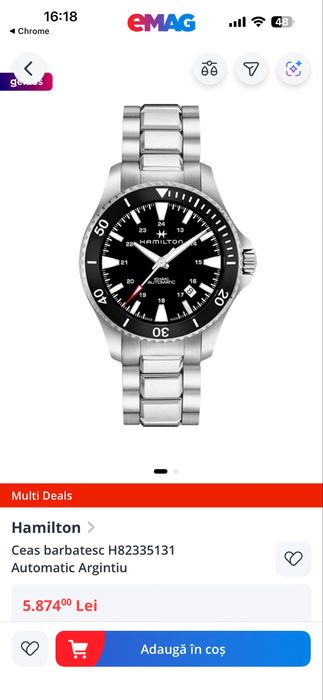 Ceas Hamilton Khaki Navy Scuba Automatic - full set