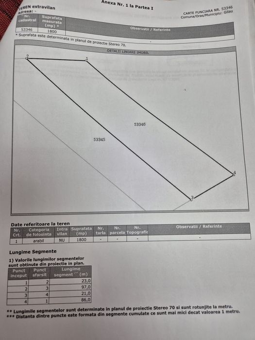 Vând teren 1800 mp în zona Capana, Gilau- Utilitati la poarta