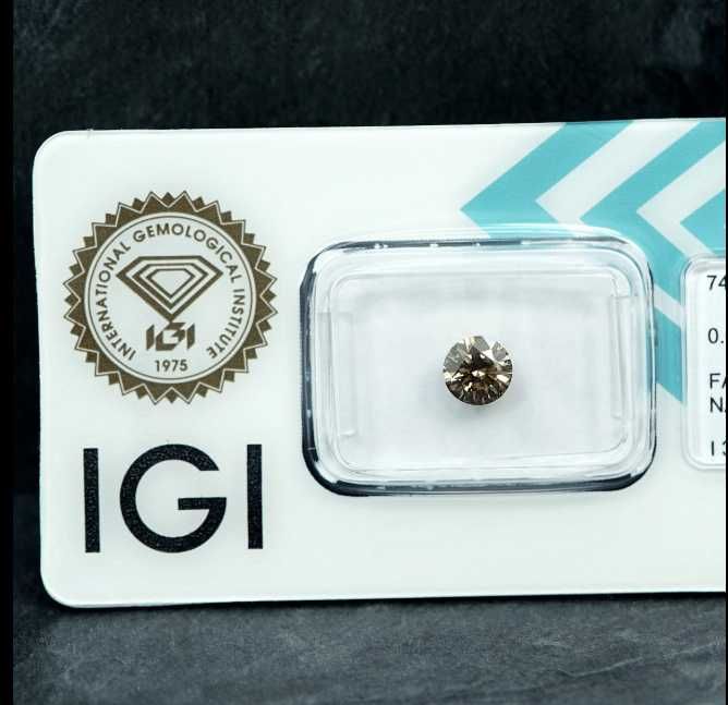 Диамант 0.66ct, I3-Fancy Brownish-Yellow, сертификат IGI
