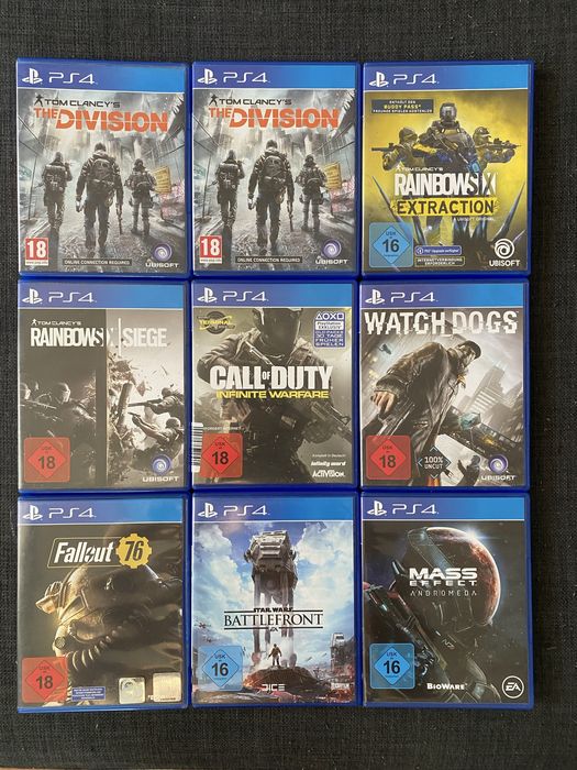 PlayStation 4 игри – The Division, Rainbow Six Siege, Watch Dogs, Fallout 76 и още | 8€ / брой