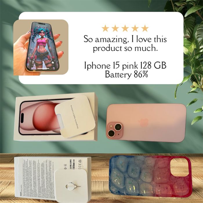 Iphone 15 pink 128 gb 86% battery