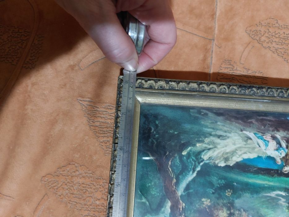 Litografie cu ramă de lemn si ipsos