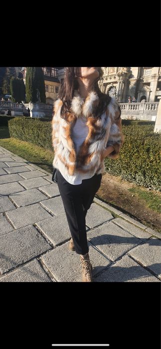 Haina din blana naturala de vulpe