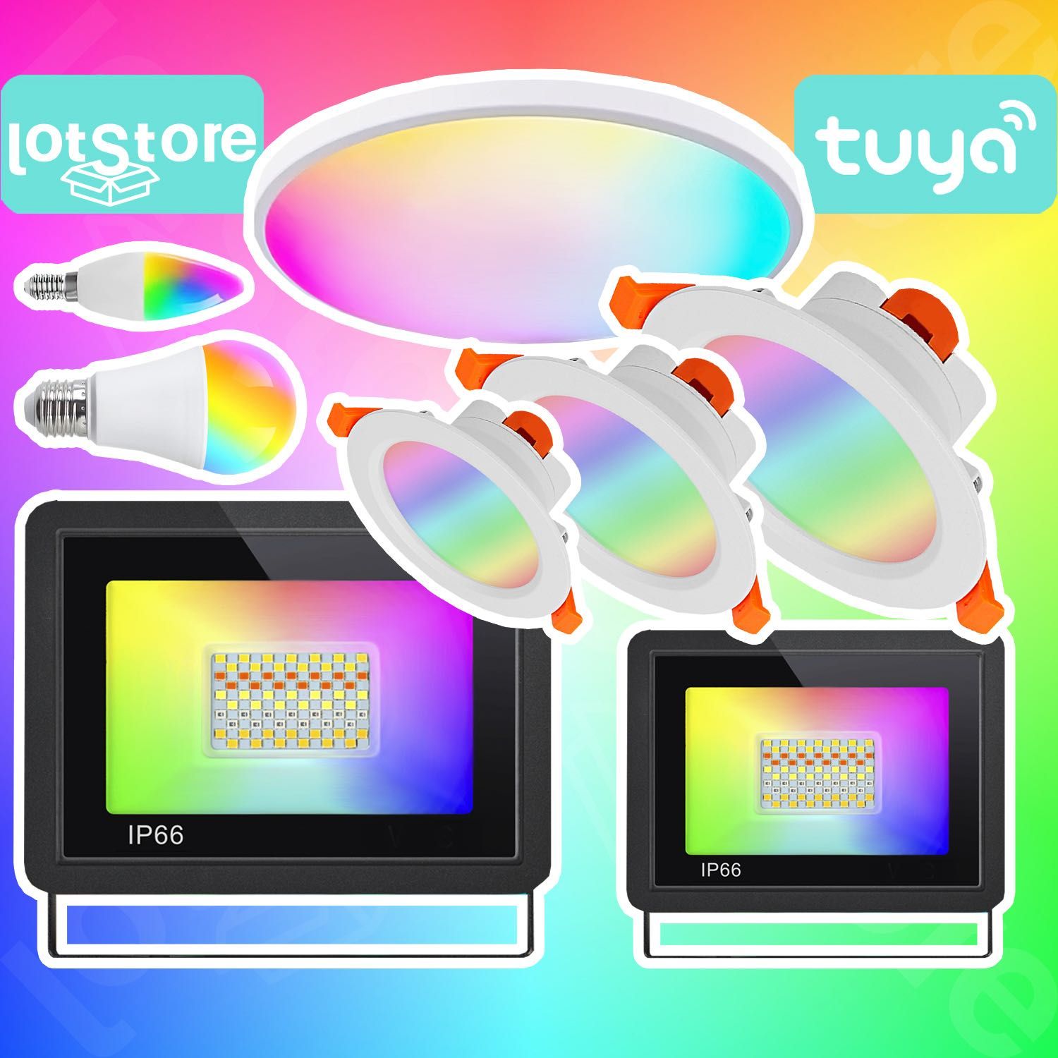 Умные TUYA WIFI RGB споты, улица прожекторы, лампочки потолочные лампы ...