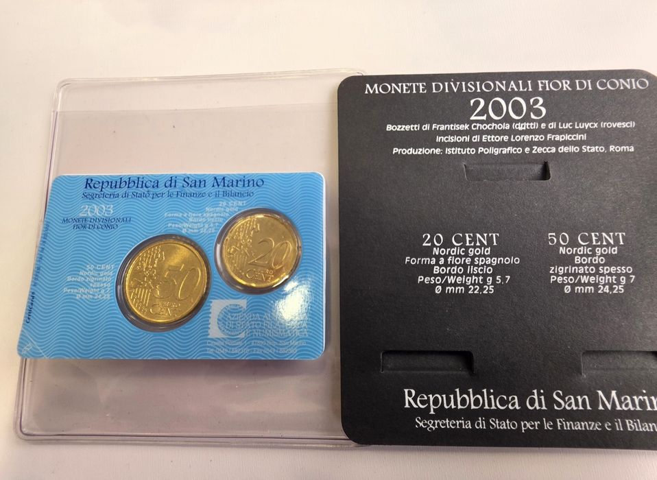 Сан Марино 20 и 50 цента 2003г.