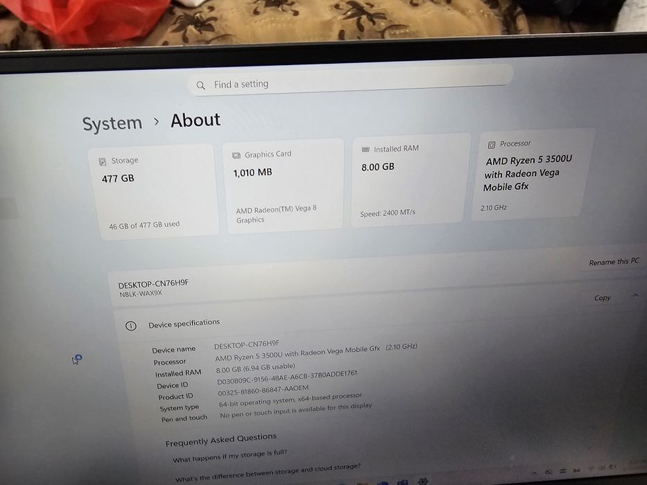 Laptop Huawei 8gb ram CA NOU