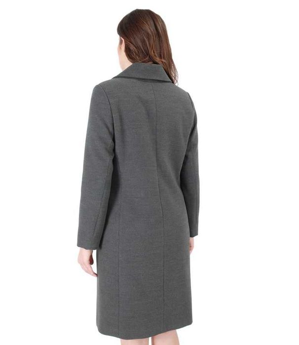 Palton Yokko marimea 34 nou cu rever si buzunare laterale, gri inchis