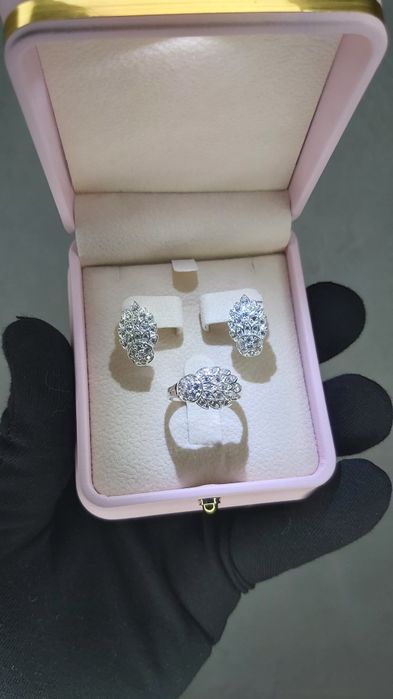 Kumush uzuk zirak komplekt 925 proba Женский Кольцо серьги комплект