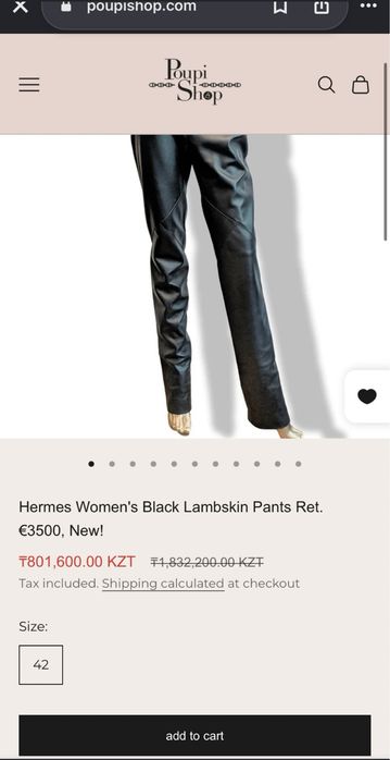 женские брюки Hermes Women's Black Lambskin Pants RP €3500 / Size: 36