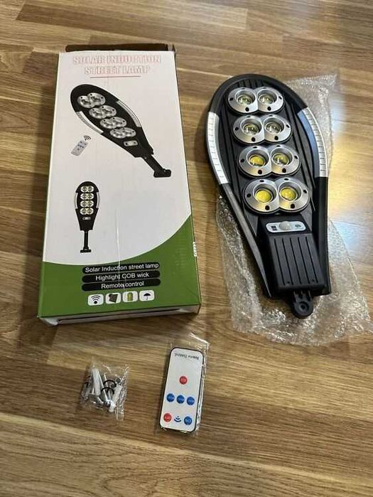 ПРОМО!! LED Улична соларна лампа 8 COB, Водоустойчива, 180w, ДУ