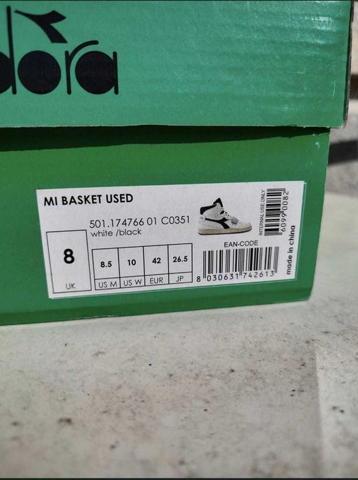 Adidași Diadora Mi Basket Used High - Noi/Nepurtaț + Cutie - Mărimea 42 (Piele Naturală)