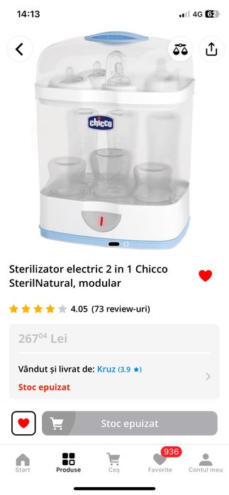 Sterilizator biberoane Chicco 2 in 1
