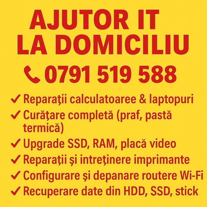 Reparații laptop,calculatoare,imprimante,wi-fi,instalare windows  11