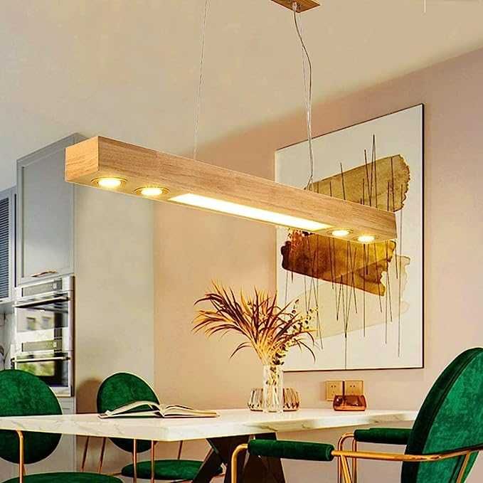 Висяща лампа Модерен лед LED полилей Дърво винтидж Индустриална Ретро