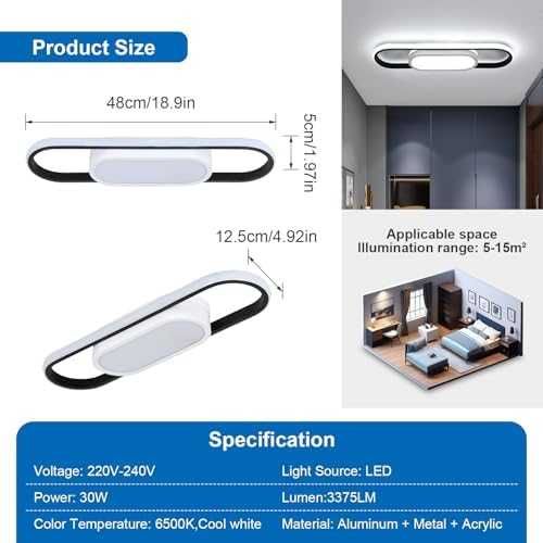 Riserva LED плафон 30W 6500K черен