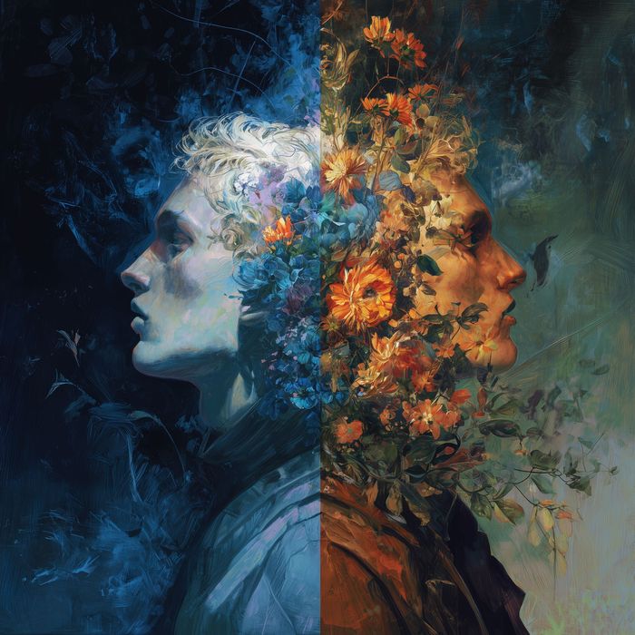 Tablou canvas portret Două jumătăți, artă modernă, 60×60 - 100×100 cm