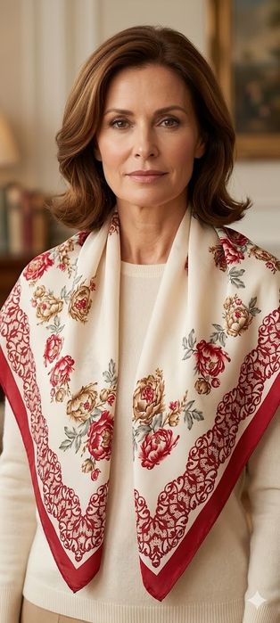 Платок hhermes с цветами.