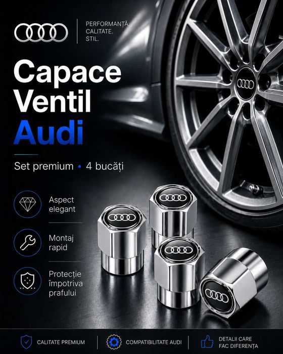 Set 4 capacele negru valva / ventil roata Audi