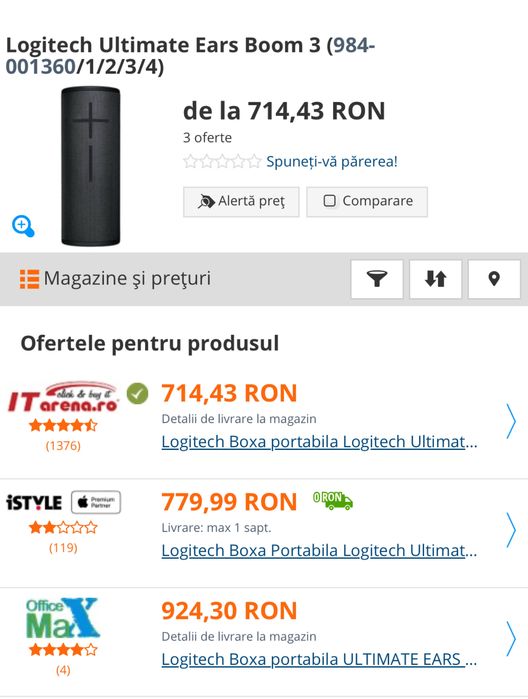 Boxa ULTIMATE EARS Boom 3, sigilata, transport inclus