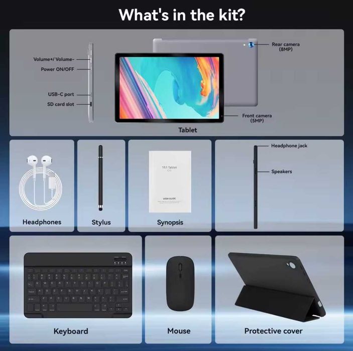 [неразпечатан] Таблет 10" Android 15  RAM 24(4+20)GB ROM 128GB + 1TB