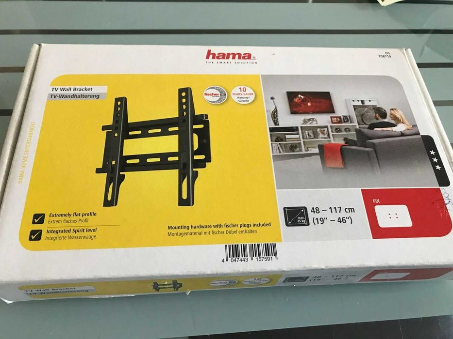Стенна стойка за телевизор HAMA 19"-46", 25 кг, Черна