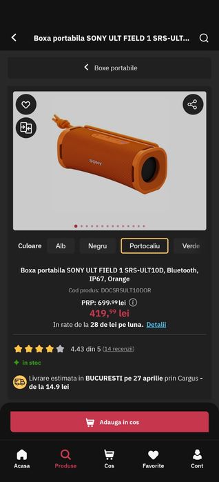 Boxa SONY ULT FIELD 1 - Sigilata