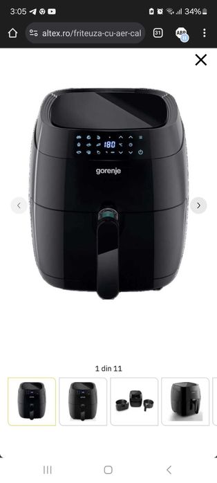 Friteuza cu aer cald GORENJE noua, 3.5l, 1400W, negru