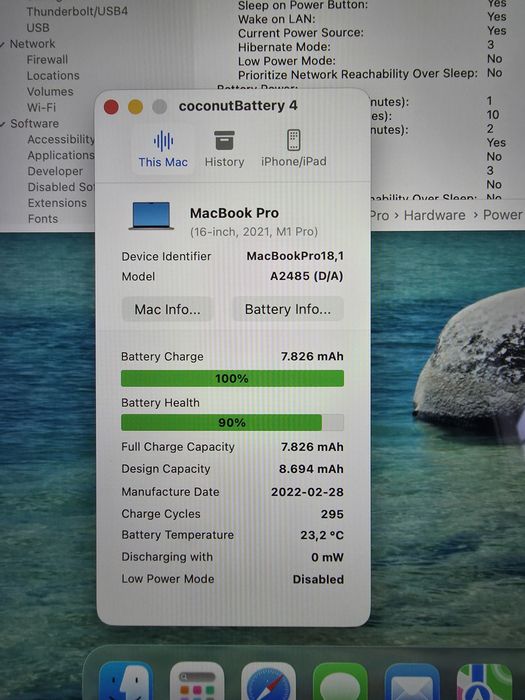 MacBook Pro 2022 M1 Pro 16" SSD 512GB 16GB RAM
